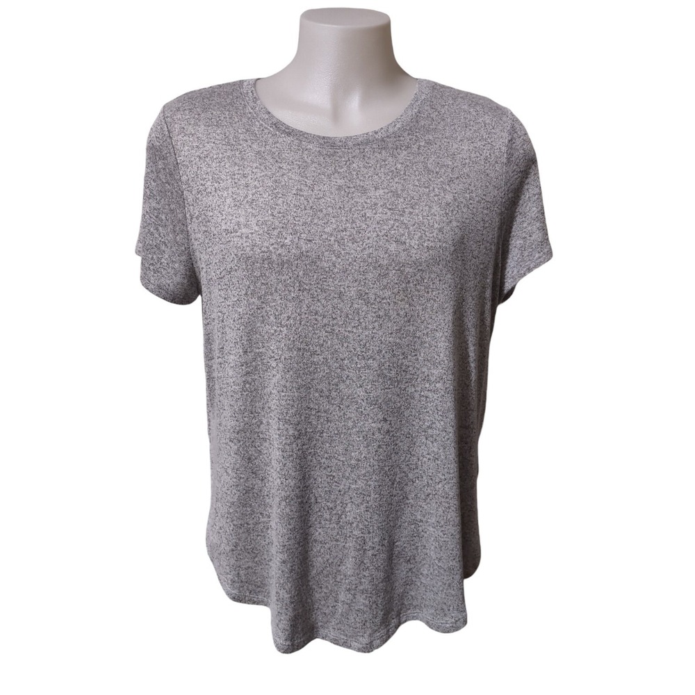 Mudd Top XXL Women Plus Size Cozy Core Heather Grey Marled Relaxed Fit Crew Neck